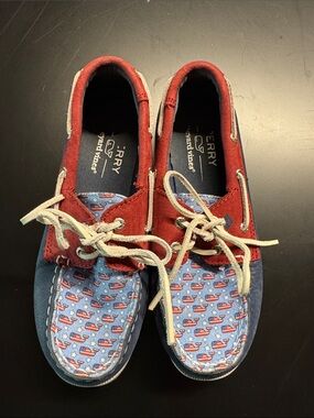 Kids Sperry x Vineyard Vines Americana Patchwork Authentic Boat Boys Size 1